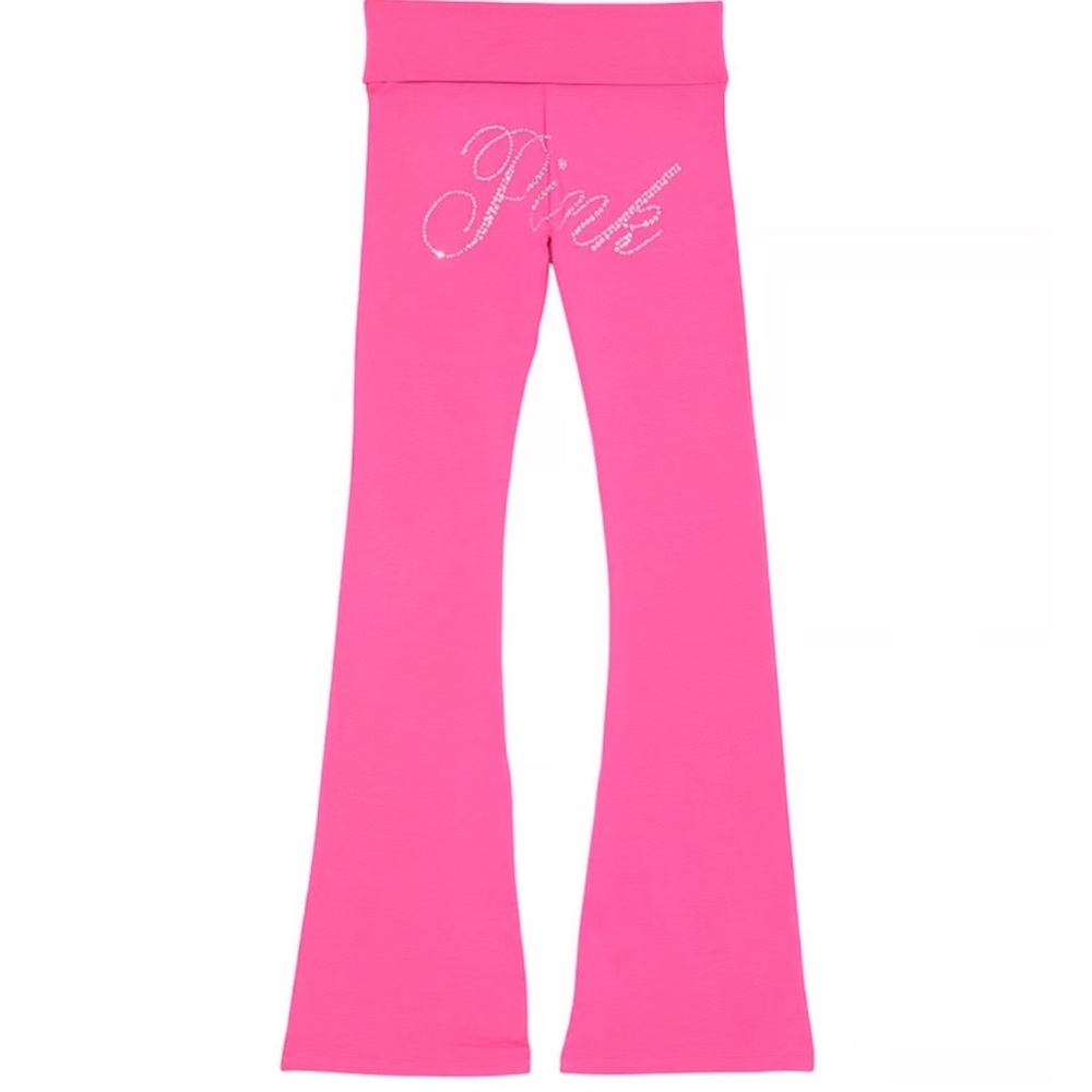 Victoria’s Secret pink fold over bling leggings